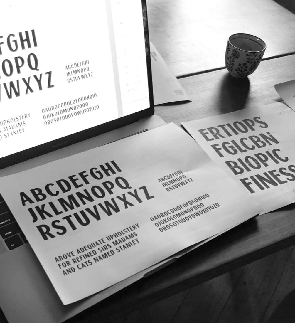 Lonsdale work in progress, showing letter studies.