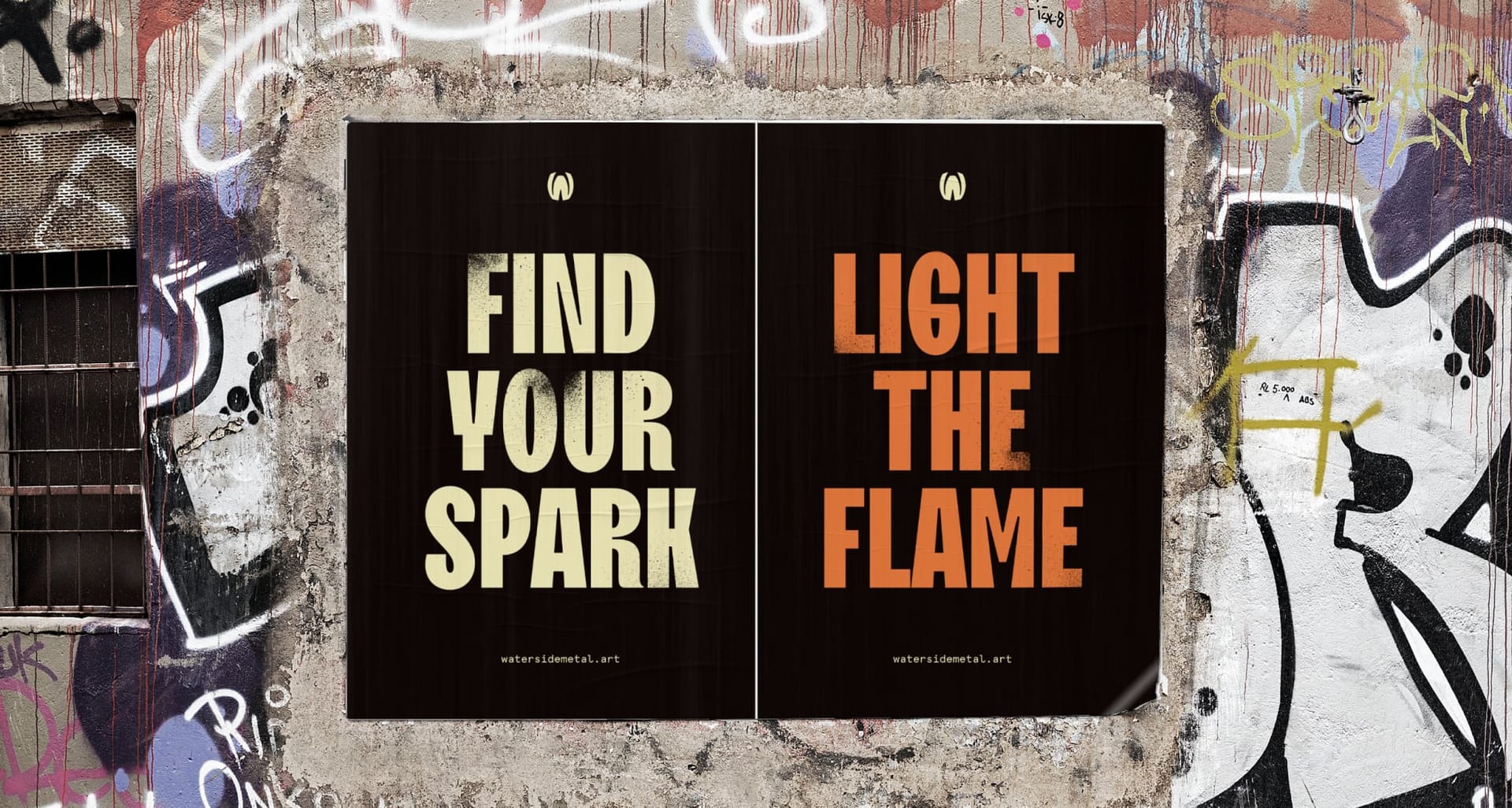 Waterside Metal Art street posters installed in situ